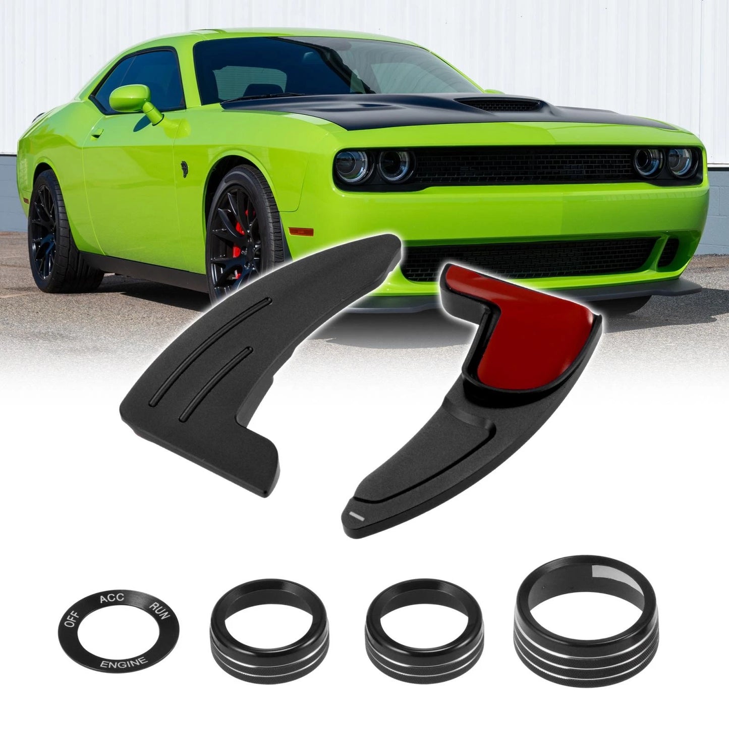 Steering Wheel Shift Paddle Extension Trim Set for Dodge Charger Jeep Black