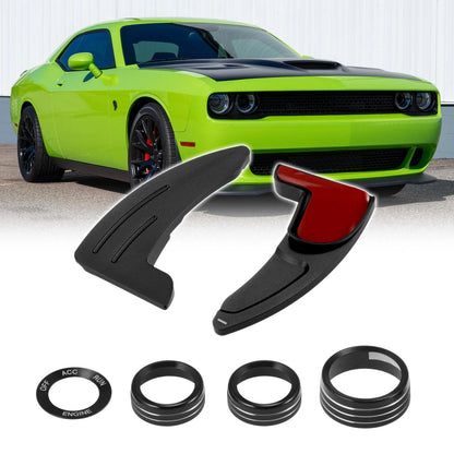 Steering Wheel Shift Paddle Extension Trim Set for Dodge Charger Jeep Black