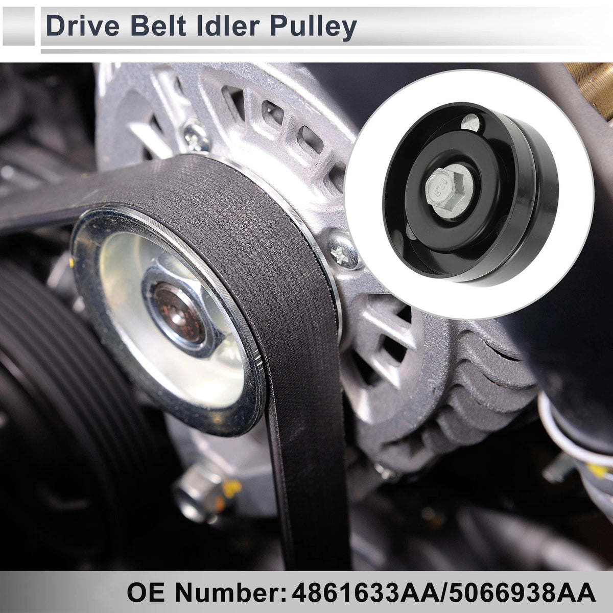 Drive Belt Idler Pulley for Jeep Cherokee (2001-2008) 1 x Pulley