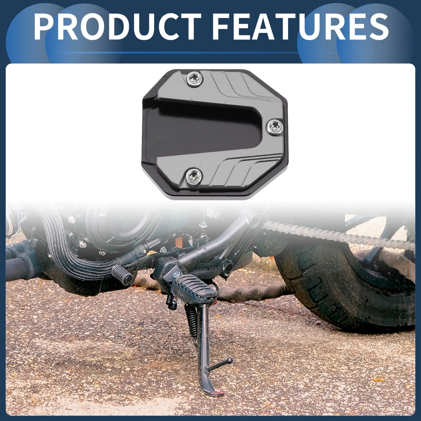 Motorcycle Kickstand Pad Aluminum Alloy Titanium Tone for Motorcycle