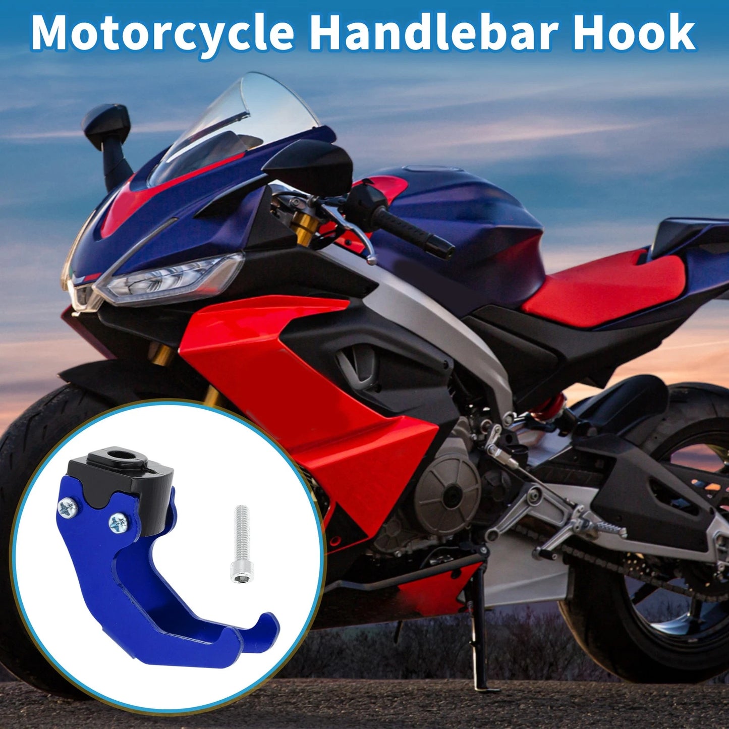Handlebar Hook / Helmet Claw Shaped Aluminum Alloy Blue for Motorcycle