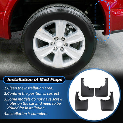 Front & Rear Splash Guards Mud Flaps for Ford F-150 (2021-2025)