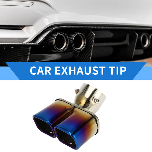 Square Curved Slant Dual Exhaust Tip for Toyota Land Cruiser Prado Burnt Blue