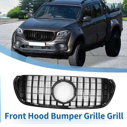 Front Upper Bumper Grille for Mercedes-Benz X-Class W470 (2017-2023) Gloss Black