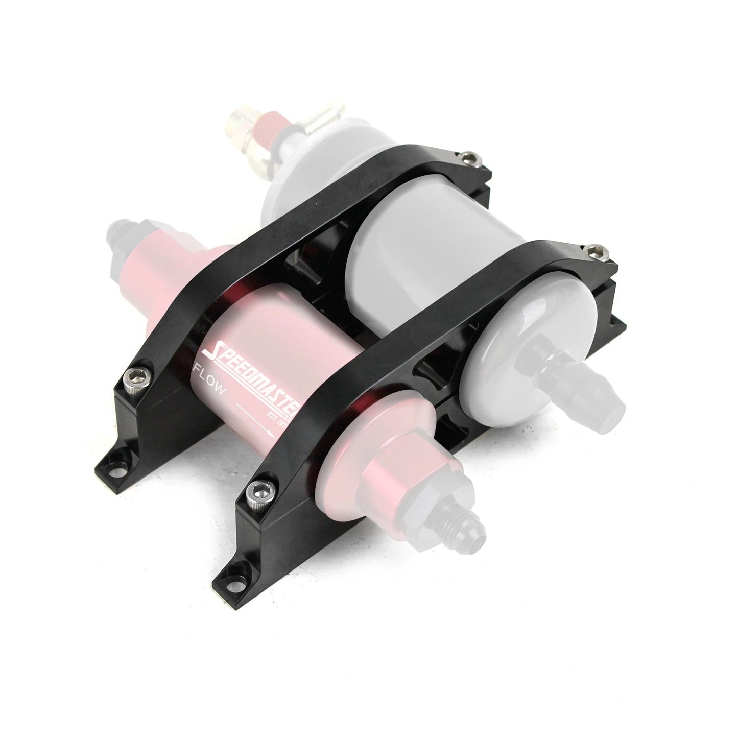 Black Anodized Aluminum Dual Mounting Bracket Set for EFI Fuel Pump (N/A)