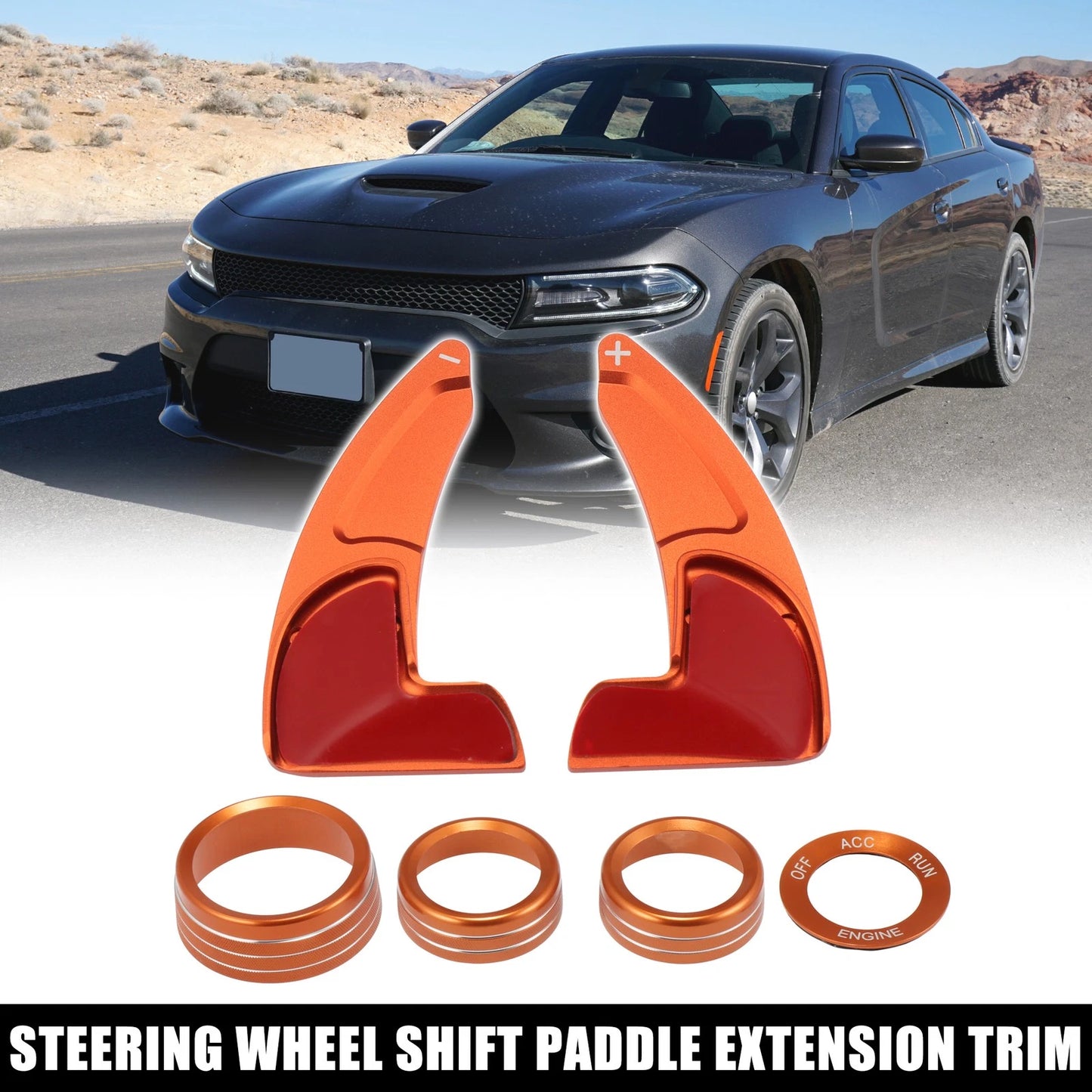 Steering Wheel Shift Paddle Extension Trim Set for Dodge Charger Orange