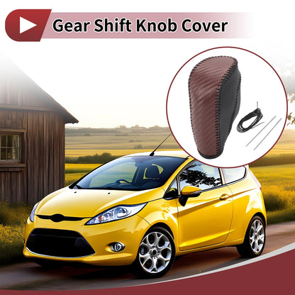 Gear Shift Knob Cover for Ford Fiesta 2009-2012 Brown Faux Leather