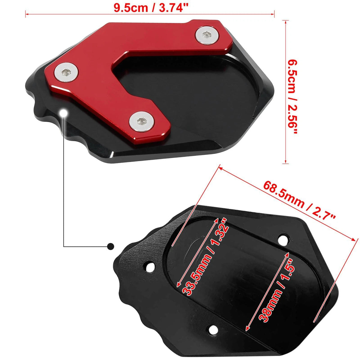 Red Kickstand Side Stand Enlarger Pad for BMW R1200GS (2013-2020)