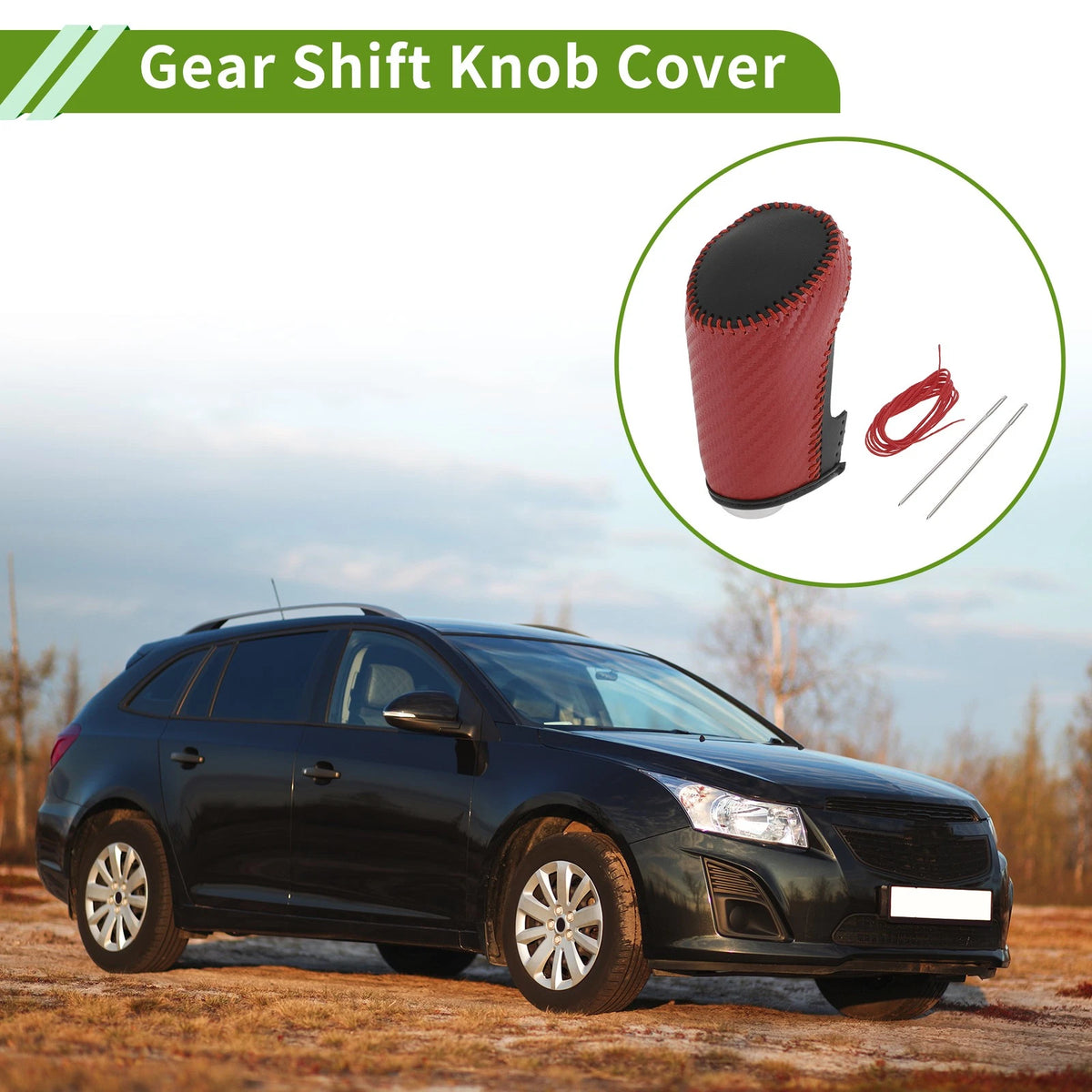 Gear Shift Knob Cover for Chevrolet Malibu Red Carbon Fiber