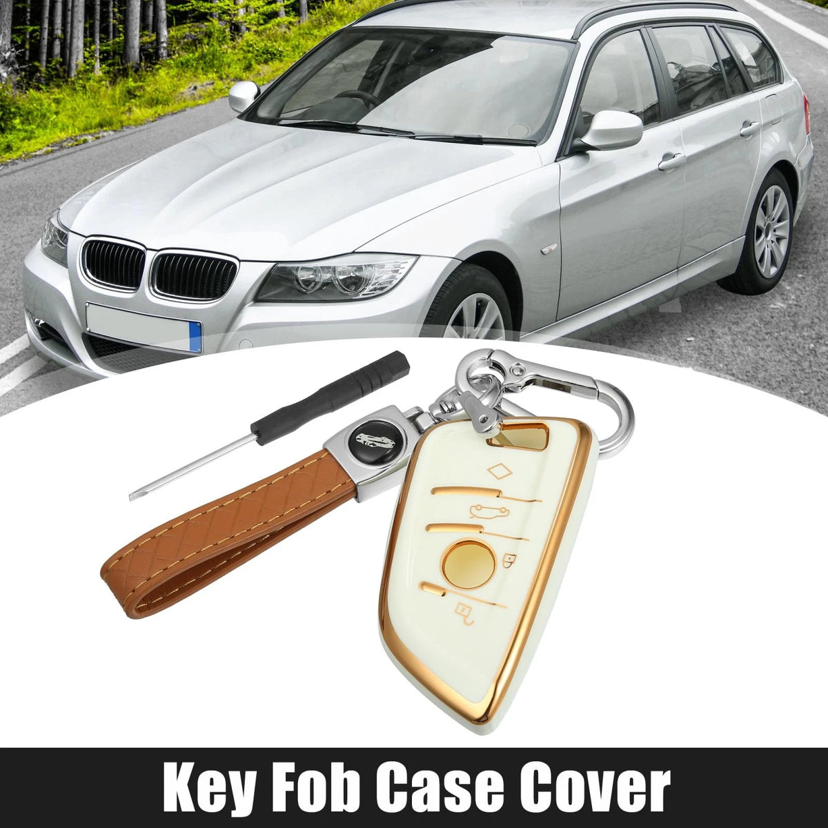 Key Fob Remote Control for BMW 1 2 3 5 6 7 Series X1 TPU Keychain White