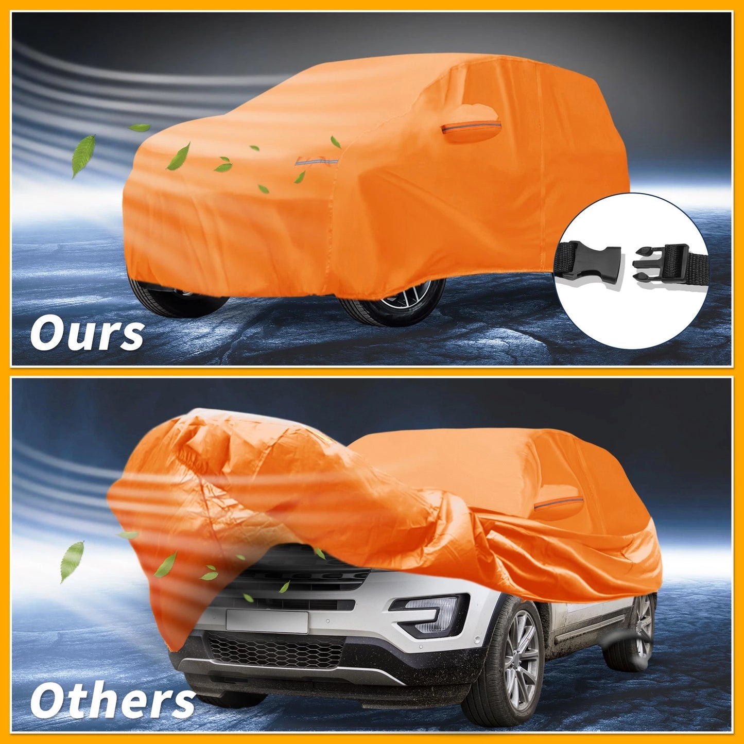 Waterproof All Weather Car Cover for Ford Explorer (2011-2023) - Orange 210D-PU