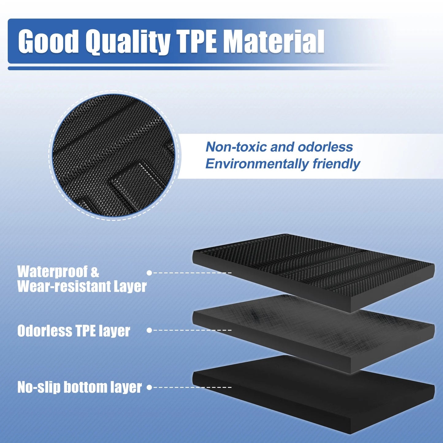 Trunk Mat for Ford Mustang 2015-2020 Rear Cargo Liner TPE Black 2 x Mats