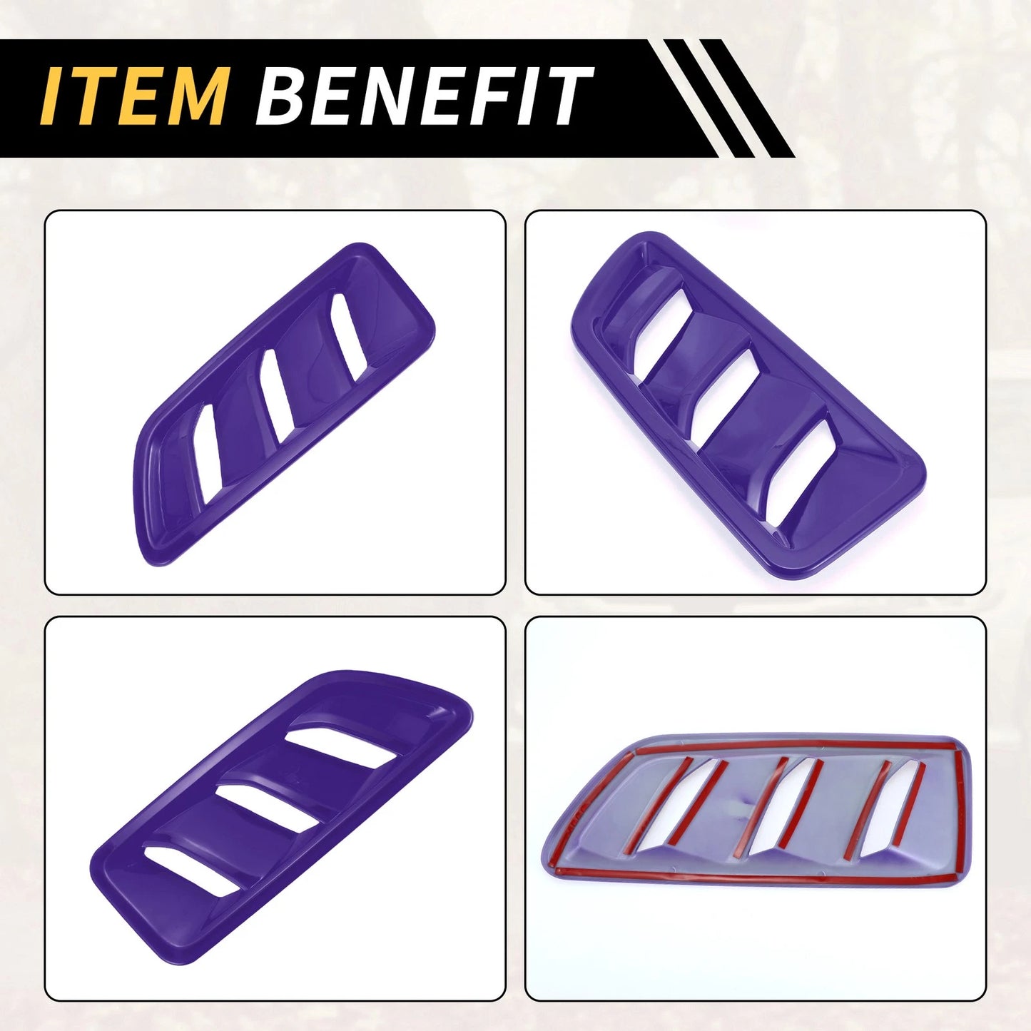 Front Hood Air Outlet Vent Cover Trim for Jeep JL JLU (2018-2024) Purple