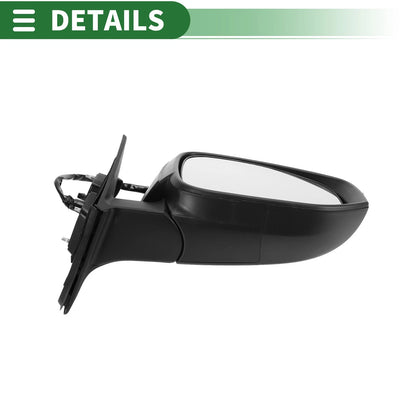 Left Side Door Mirror for Toyota Highlander Manual Folding Gloss Black (2014-2019)