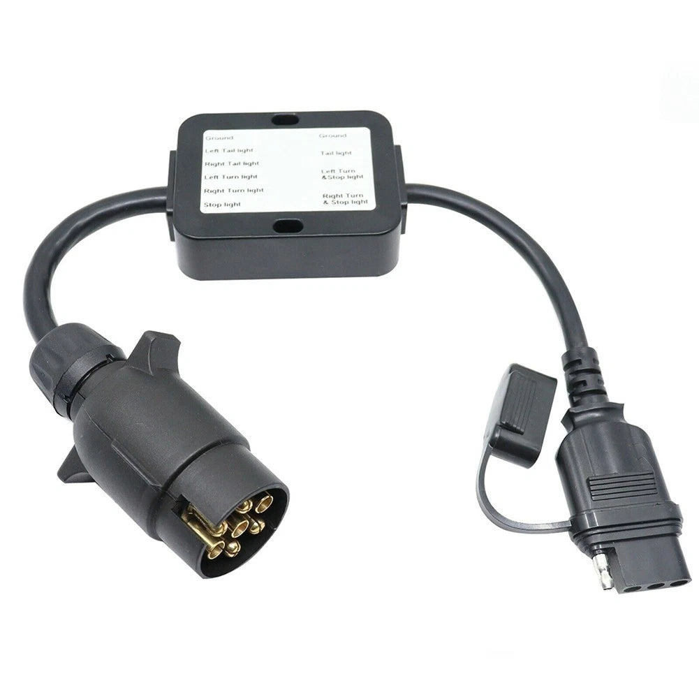 Trailer Light Converter European Round 7-Pin to 4-Way Flat Connector