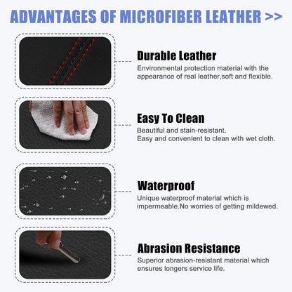 Microfiber Leather Armrest Cover Pad for Honda Civic (2012-2015) Black/Red