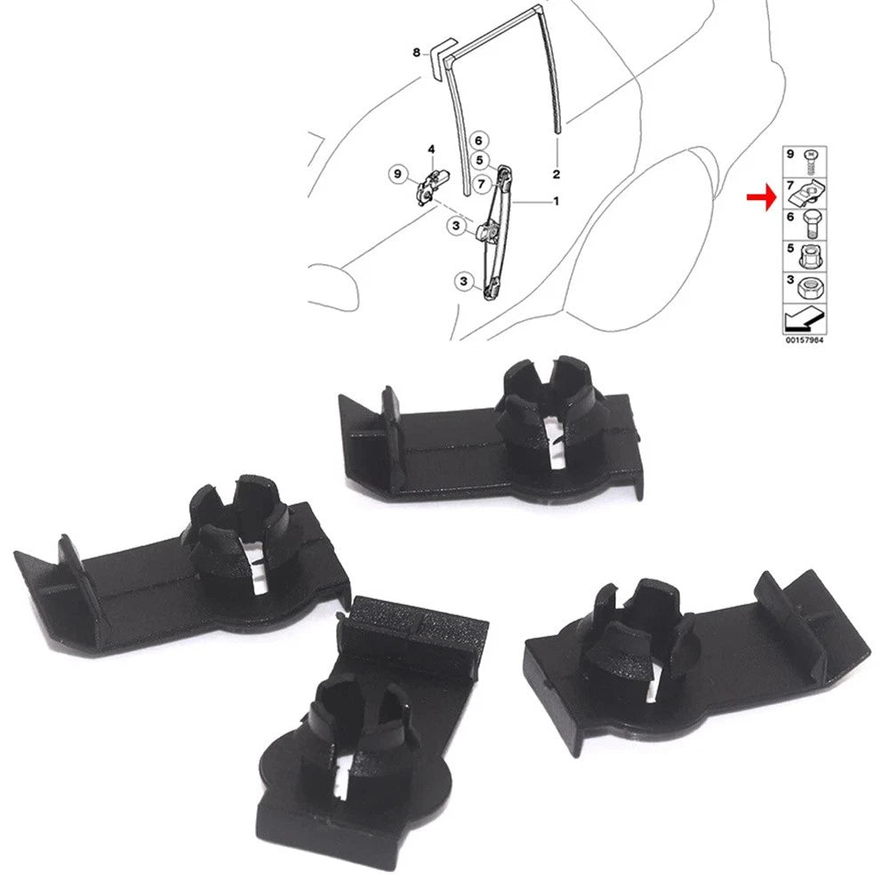 4 x Front Window Regulator Clips for BMW X5 (2000-2006)