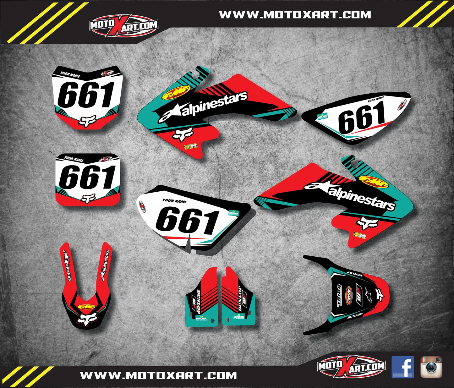 Custom Graphics Full Kit for Honda CRF 50 2004-2018 VITAL STYLE Stickers