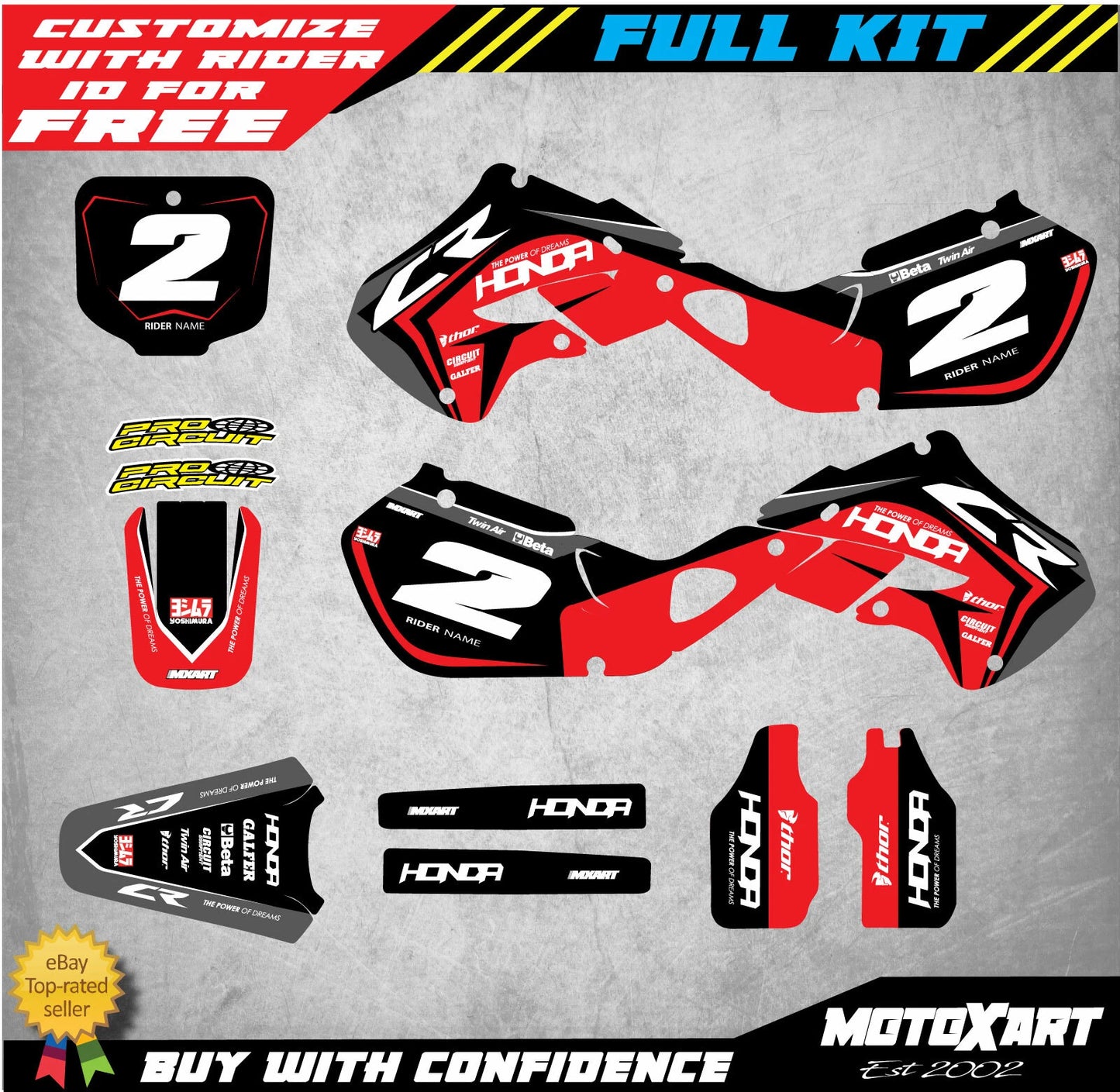 Full Custom Graphic Kit for Honda CR 250 (1997-1999)