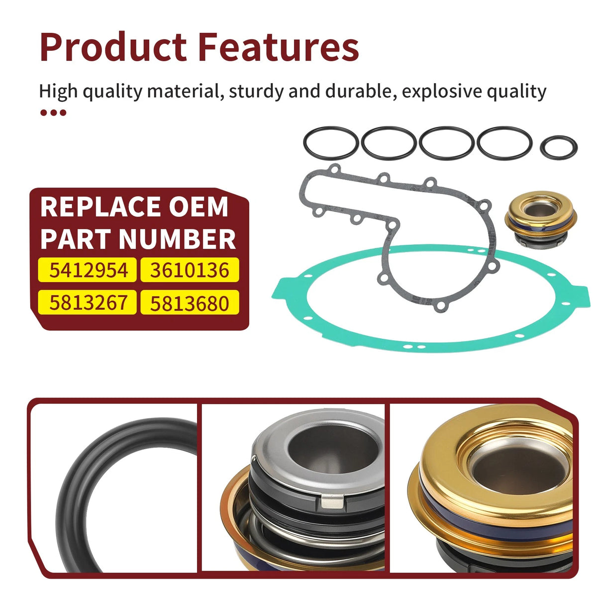 Water Pump Repair Seal Gasket Kit for Polaris Scrambler XP 1000 (2014–2018)