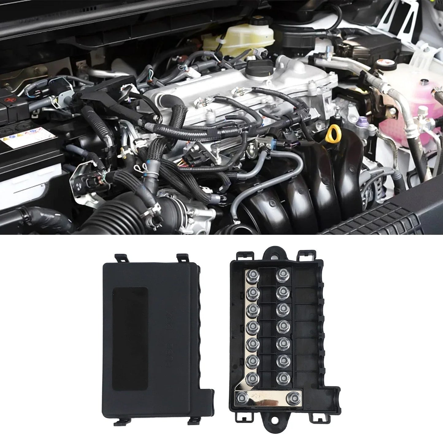 7 Way Fuse Box Holder for Cars/RVs/Boats, 32V DC Compatibility