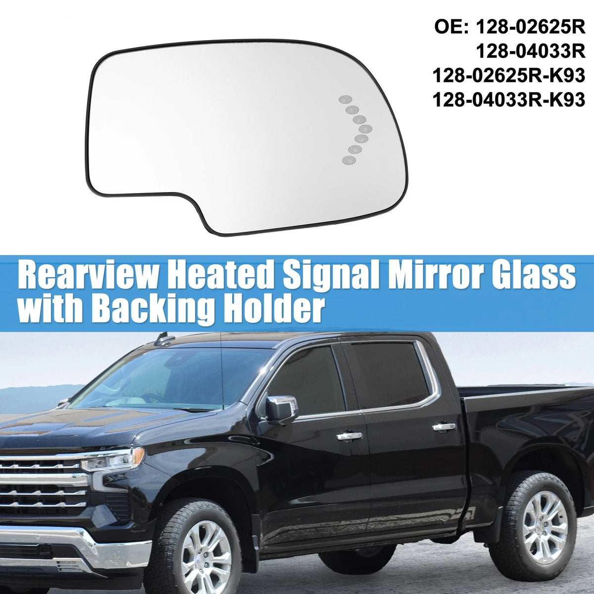 Right Rearview Heated Mirror Glass for Chevy Silverado Avalanche Suburban
