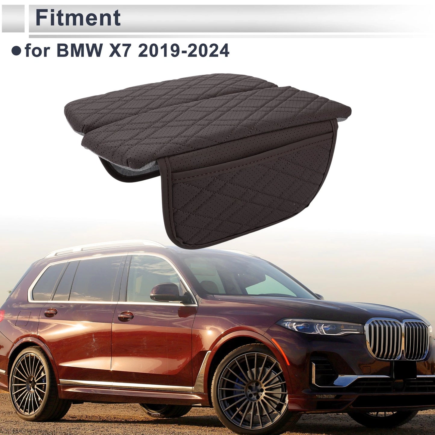 Car Center Console Cover for BMW X7 (2019-2024) - Dark Brown Storage Bag 1 Set
