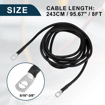 Inverter Battery Cable / 5/16"-3/8" / Battery Copper Wire Black for Car