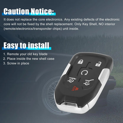 Car Key Shell Case for GMC Yukon XI and Chevrolet Tahoe 6 Key Button