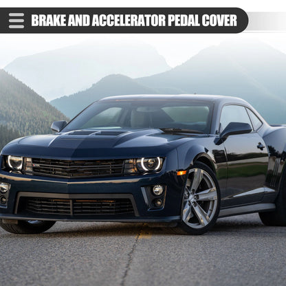 1 Set Brake Accelerator Pedal Covers for Chevrolet Camaro Black Silver Tone