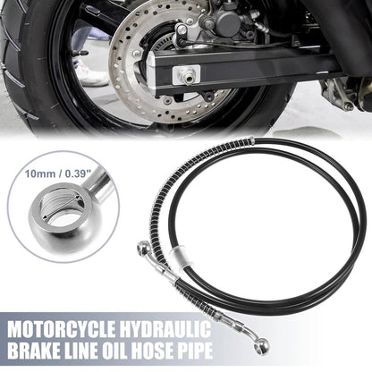 55.12" 10mm Brake Line Oil Hose Pipe Stainless Steel Black for Motorcycle