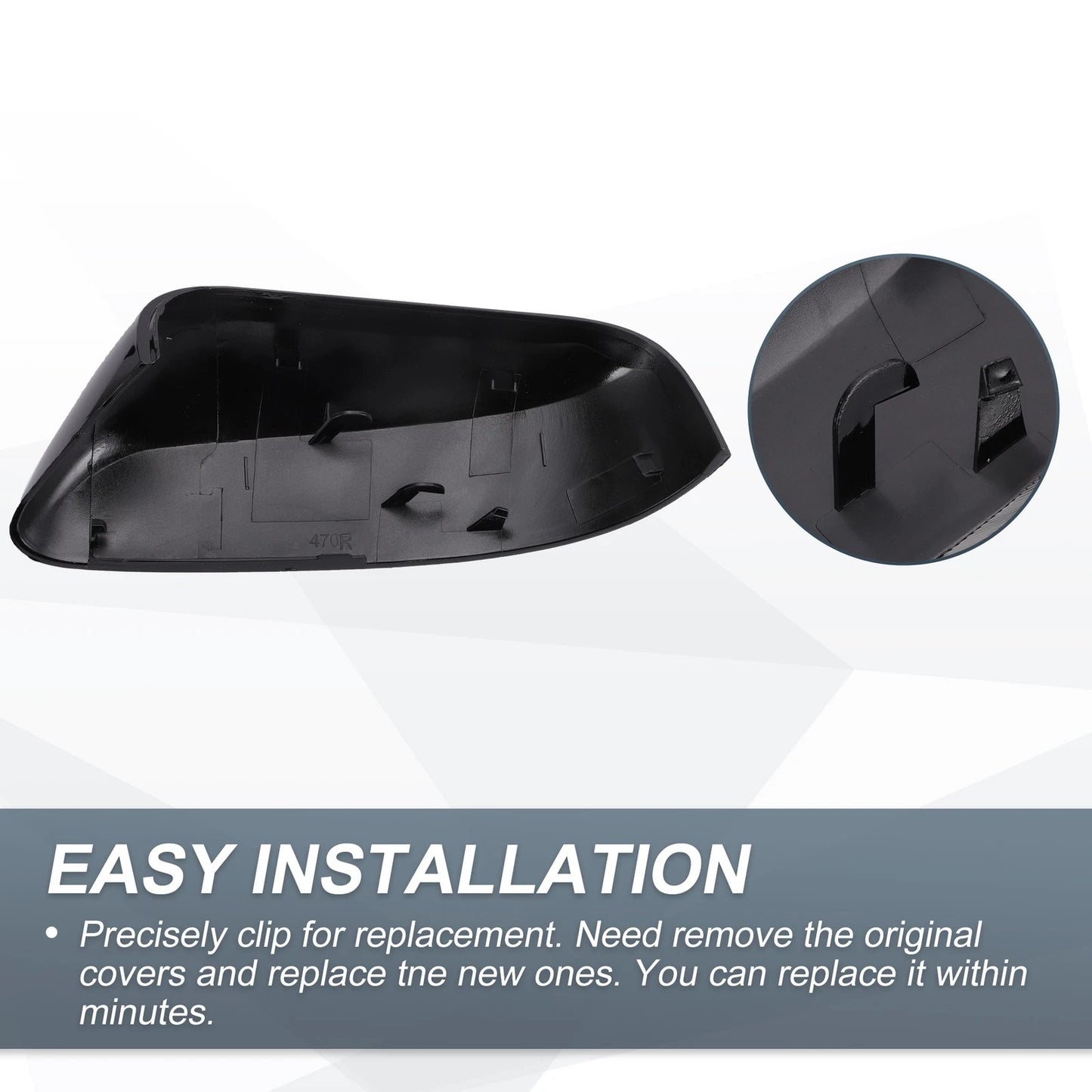 Right Side Rearview Mirror Cover Cap Gloss Black for Ford Explorer (2016-2019)
