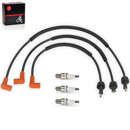 3pcs Ignition Coil Wire & Spark Plug for Polaris GENESIS (1999–2002)