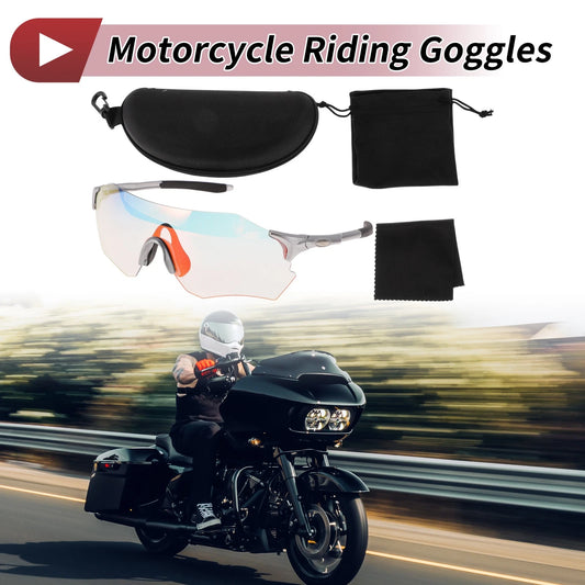 1 Set Riding Goggles Light Red Lens Silver Tone Frame PC TPU for Motorcycle