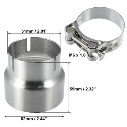 51-62mm 2.0-2.4in Exhaust Pipe Adapter Connector Reducer Muffler for Motorcycle