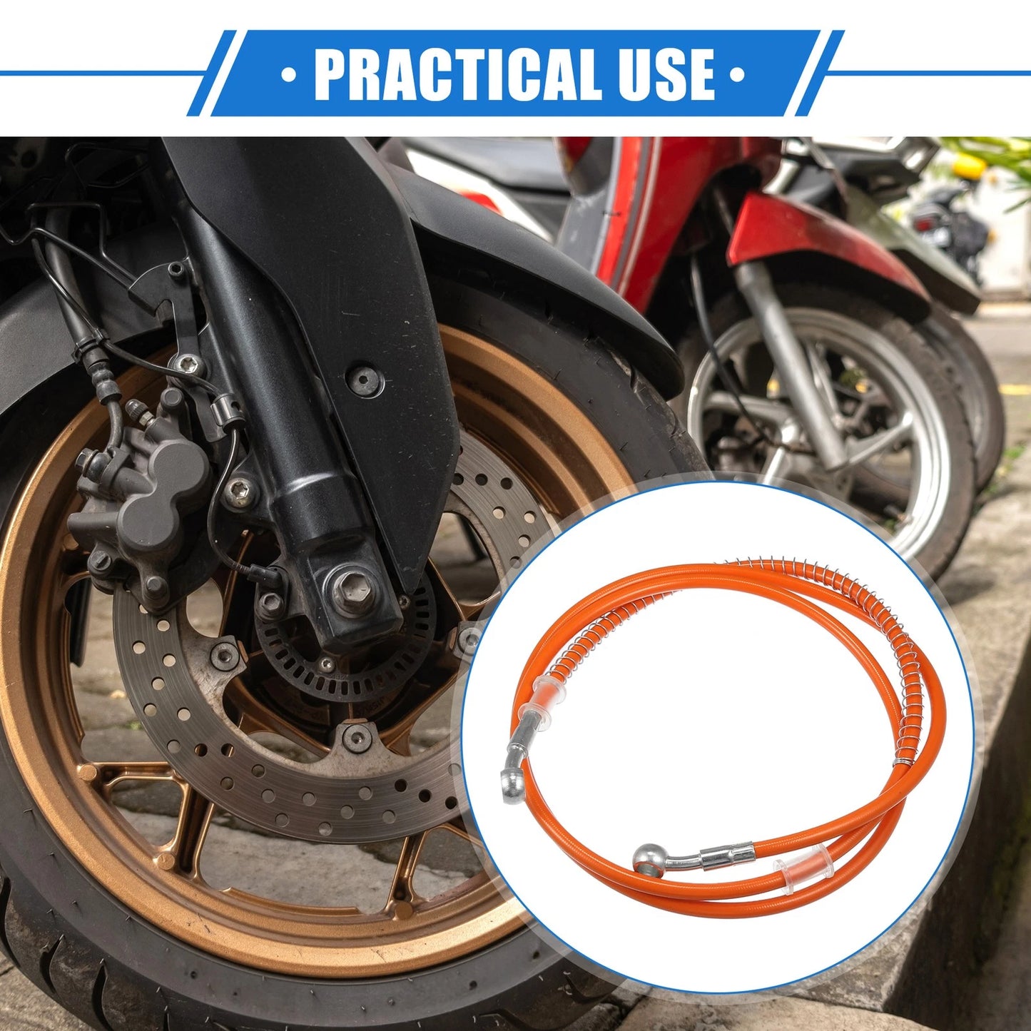 Hydraulic Brake Hose Line Pipeline 10mm Orange for Motorcycle