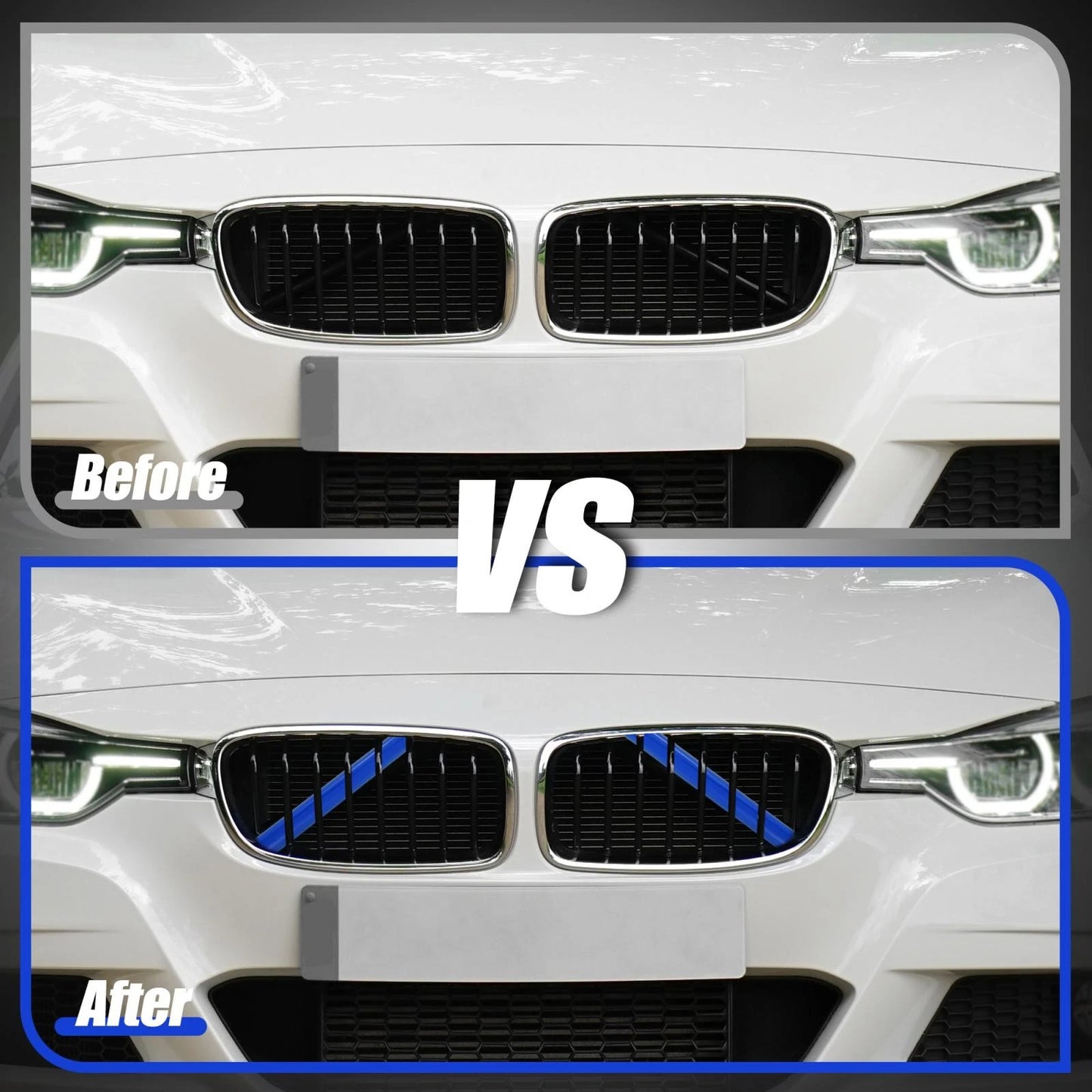 ABS Front Grille Trim Strips Cover Decor Blue for BMW 5 6 7 Series (2010-2020)
