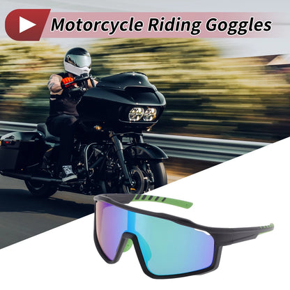 Goggles for Motorcycle Riding Green Lens Black Frame Tri-Acetyl Cellulos UV400