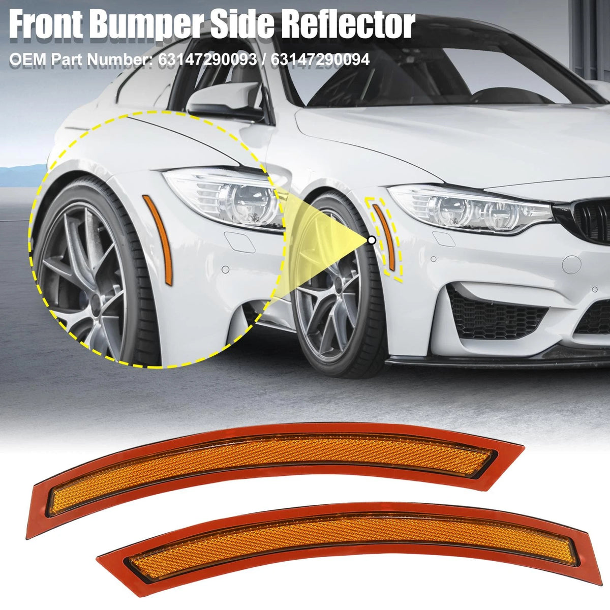 Front Bumper Reflectors  Yellow for BMW F15 F85 (2014-2019)