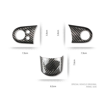 3pcs Carbon Fiber Center Steering Wheel Cover Trim Fit For Mini Cooper R56 06-13