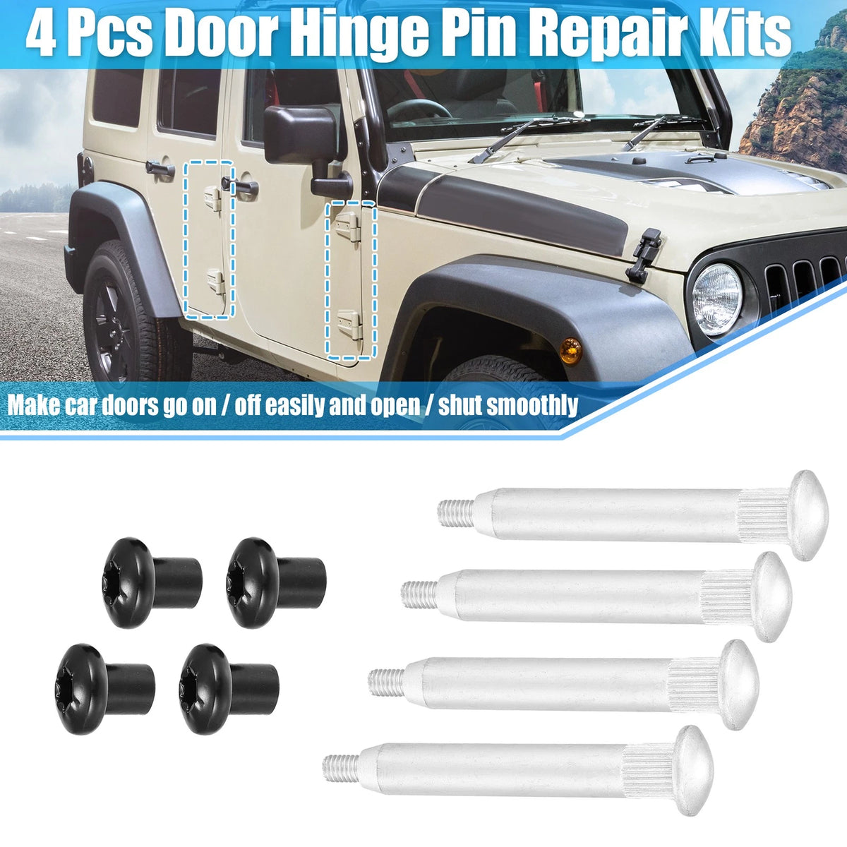 4 x Door Hinge Pin Repair Kit for Jeep Wrangler (2007-2018)