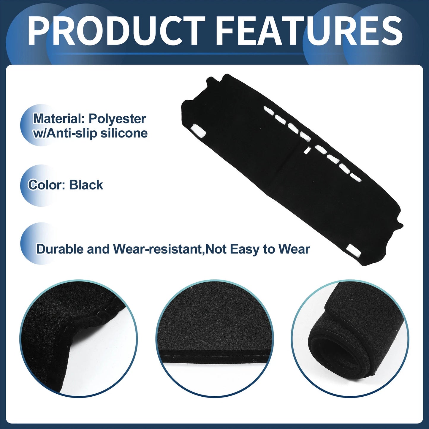 Dashboard Cover Mat for Honda Fit GR1-GR8 (2020-2024) Black 1 Set