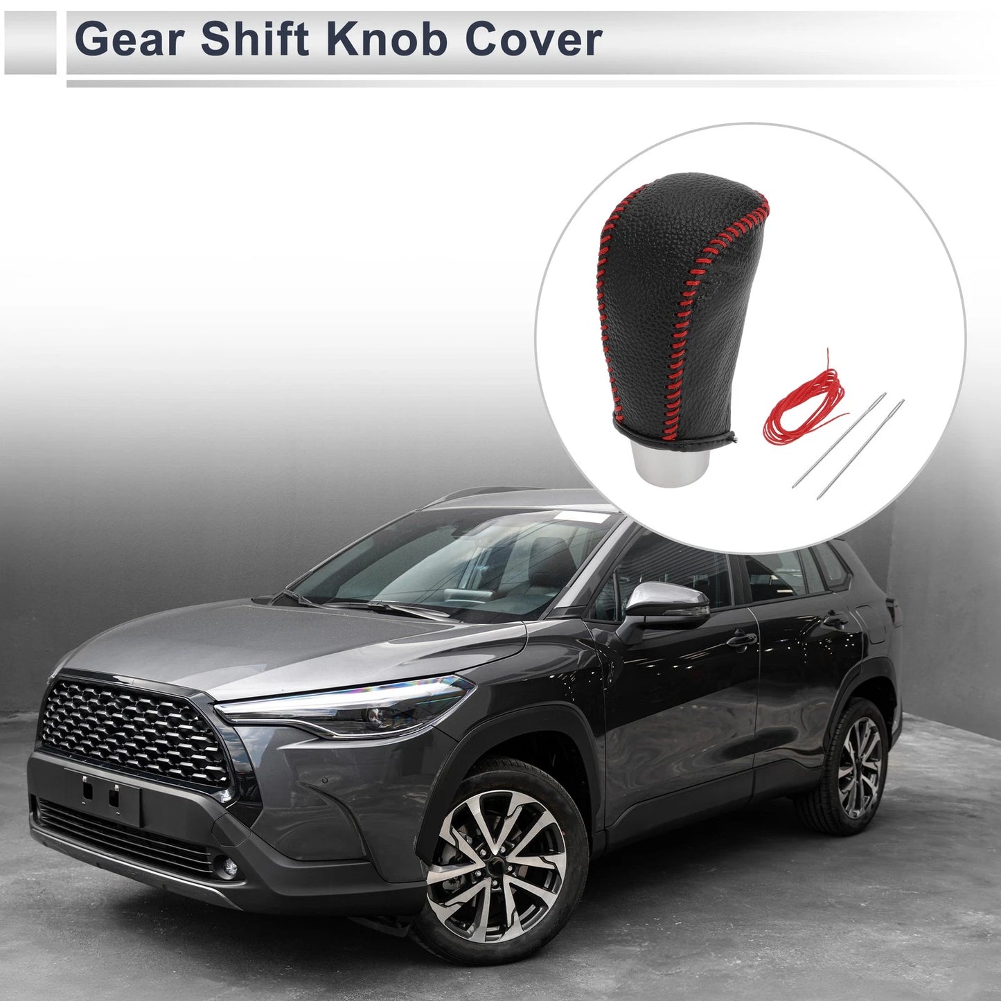 Gear Shift Knob Cover for Toyota Corolla 2009-2013 Pebbled Black Red