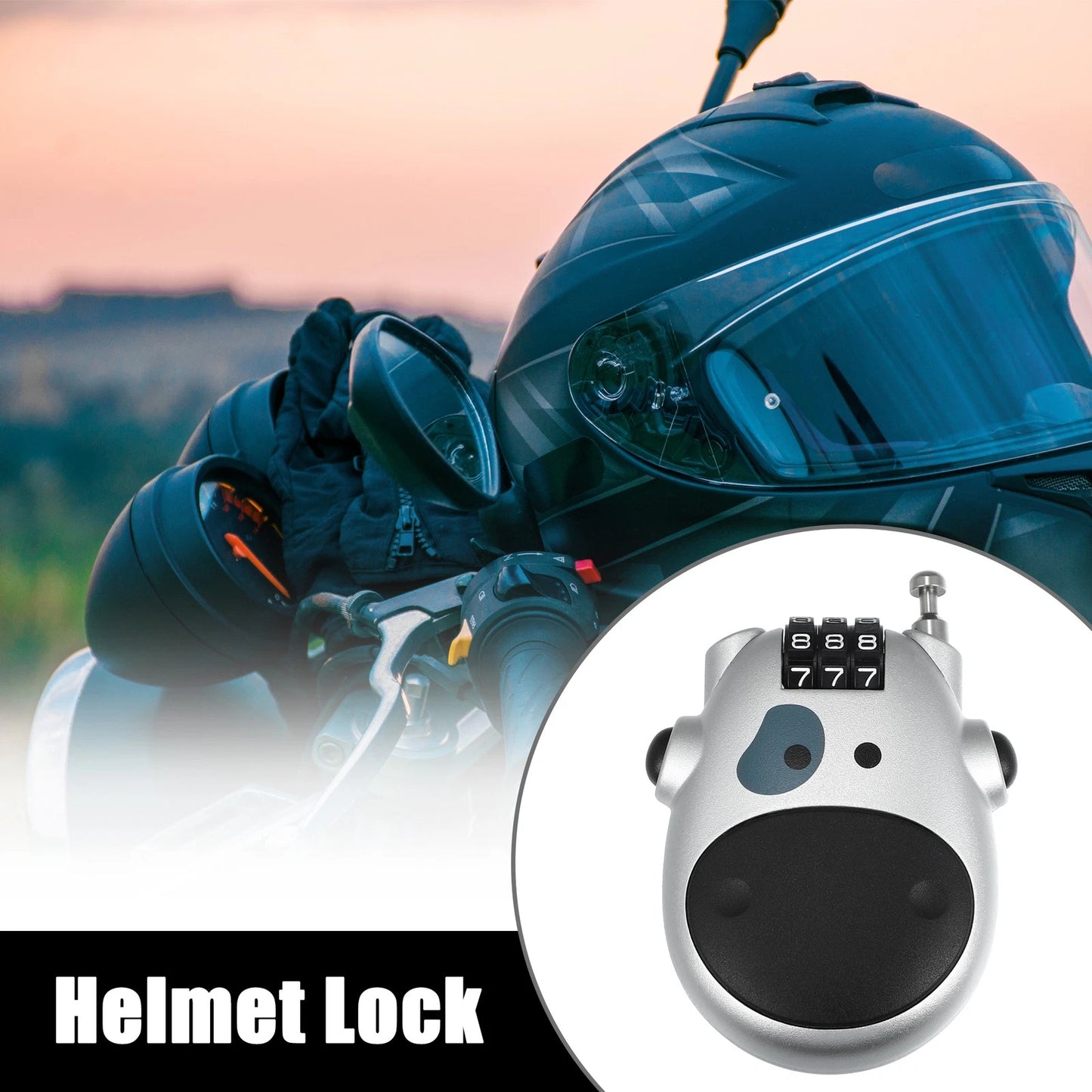 Lock / Portable / 3-Digit Security Resettable Lock for Motorcycle Helmet