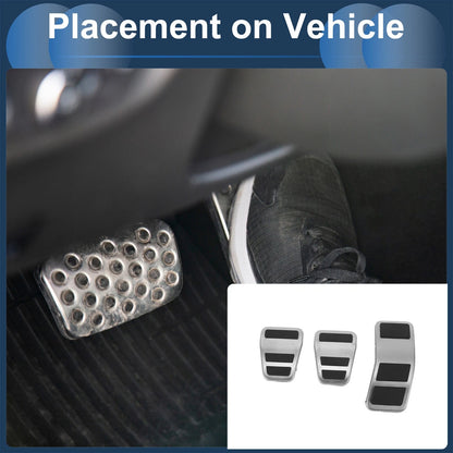 3 x Foot Accelerator Pedal Covers for Ford Fiesta (2007-2012) Silver Tone
