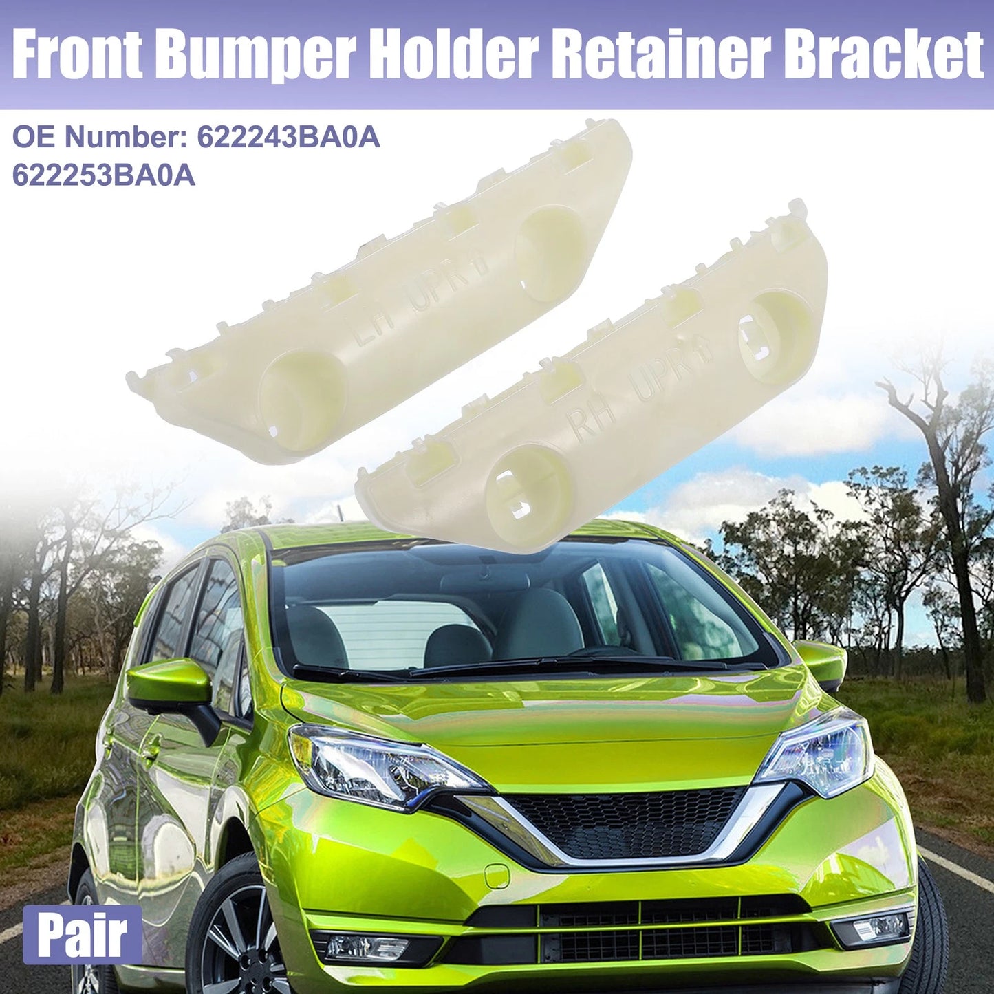 Left Right Side Front Bumper Mounting Support Brackets for Nissan Versa (2007-2012)