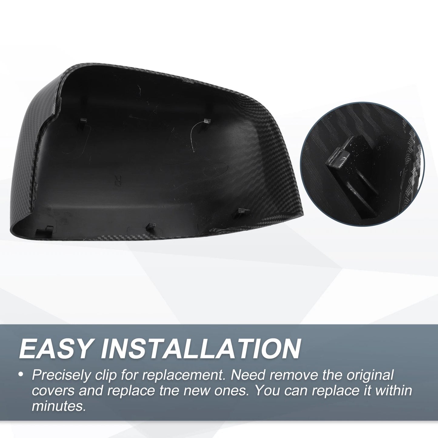 Rearview Mirror Cover Cap Black Carbon Fiber for Jeep Grand Cherokee (2011-2020)