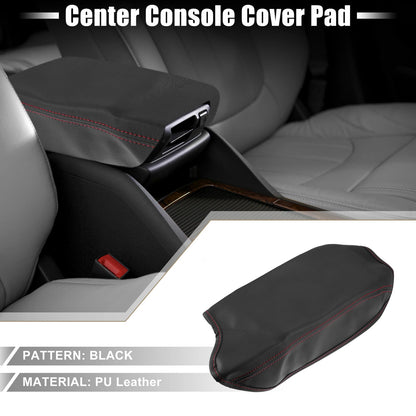 Center Console Armrest Cover for Ford Ranger (2019-2021) Black Red Stitch