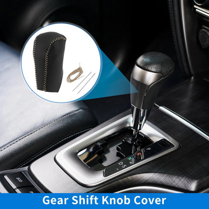 Car Gear Shift Knob Cover for Toyota RAV4 (2013-2016) Black Beige Faux Leather
