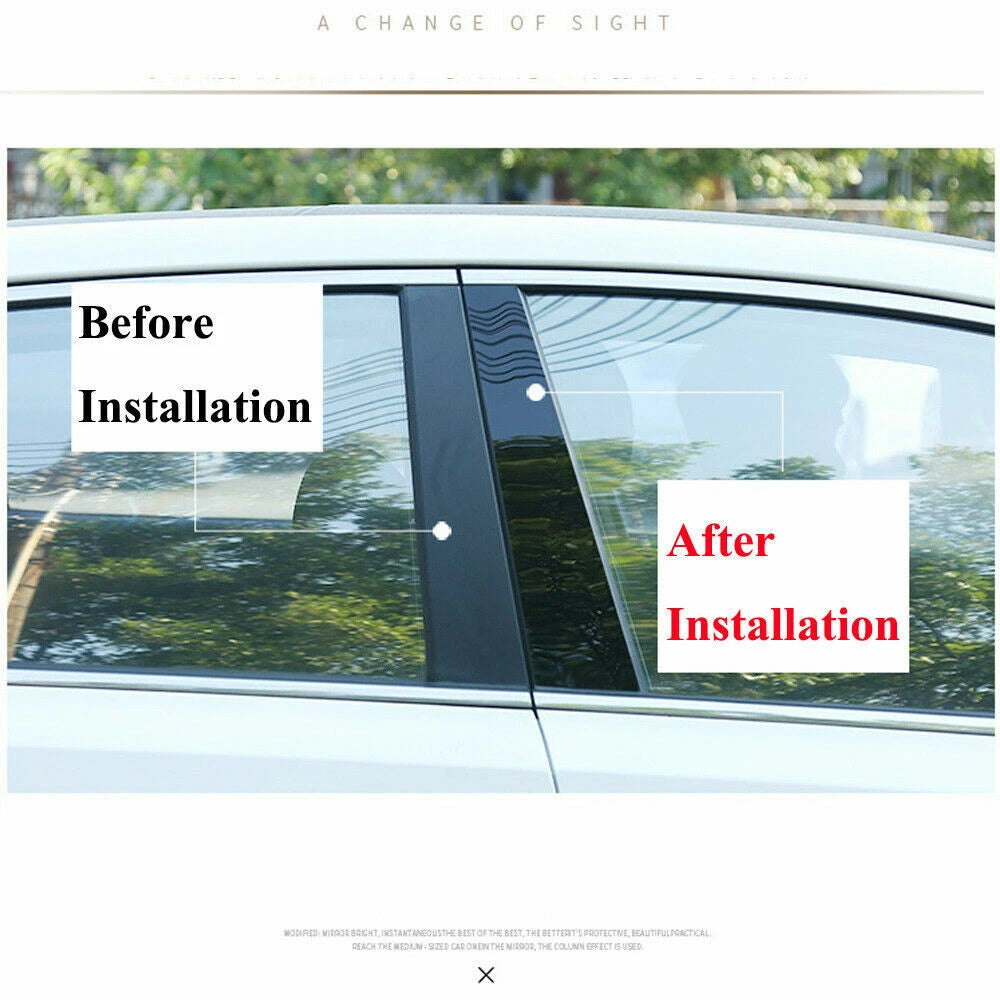 6pcs Black Door Trims Posts Pillar Panel for Mitsubishi EVO X (2008–2015)